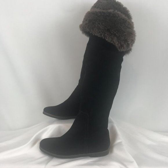 Sam Edelman Suede Over-Knee Faux-Fur-Lined Boots - Picture 1 of 15